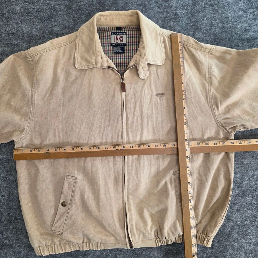 VTG Lucchese Jacket Mens‎ Large Tan 1883 Original Canvas Bomber Lined Western